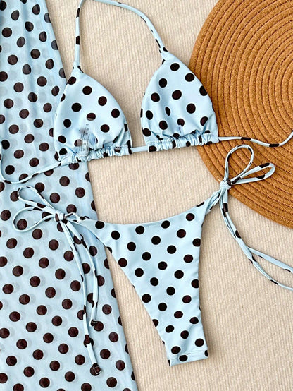 Biquíni 3 Peças Poá com Calça Pantalona – Doce Malícia