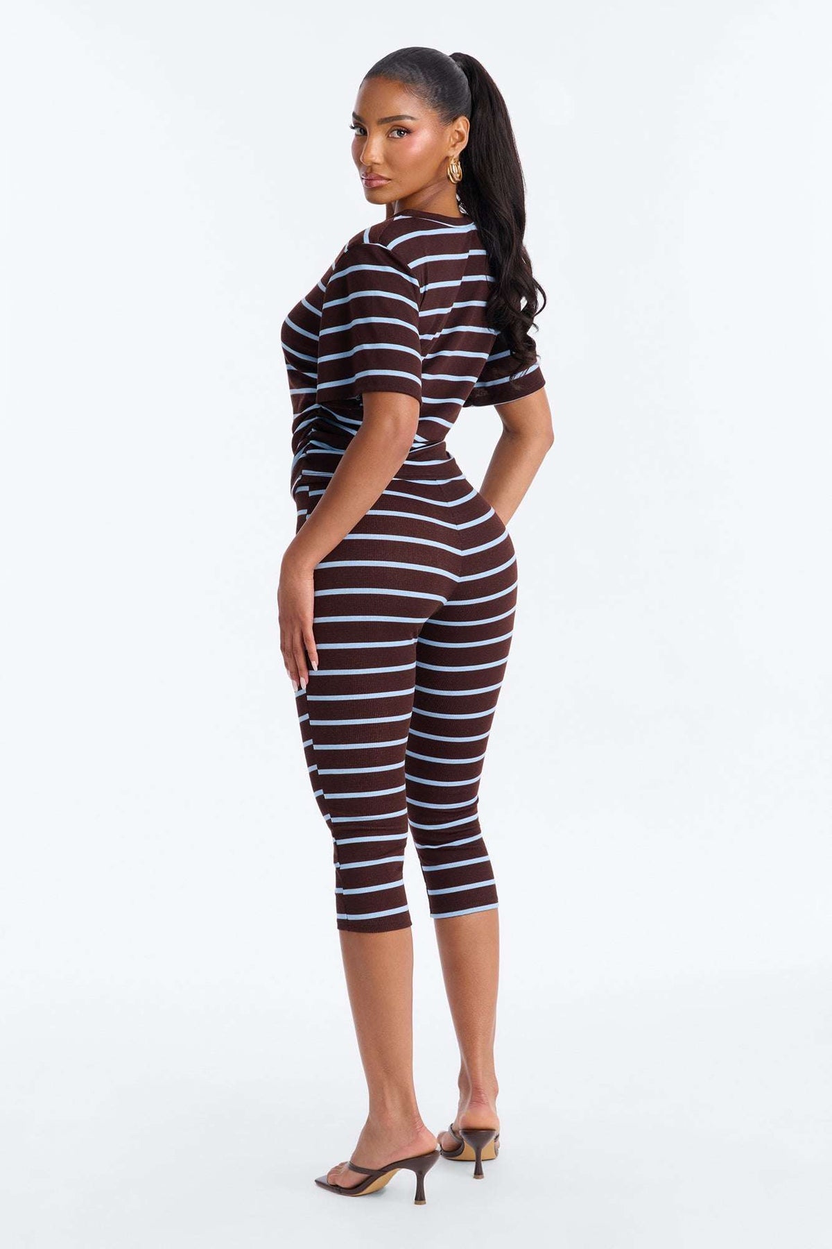 Conjunto Feminino Canelado Listrado Marrom – Doce Malícia