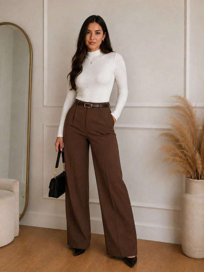 Conjunto Feminino Canelado Manga Longa BRANCO CALÇA – Doce Malícia
