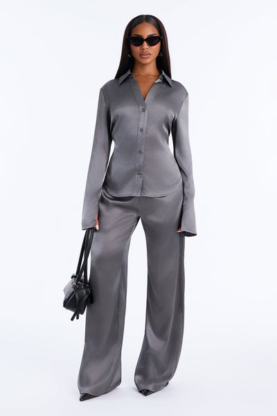 Conjunto Feminino Cetim Cinza – Doce Malícia