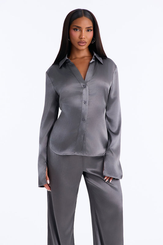 Conjunto Feminino Cetim Cinza – Doce Malícia