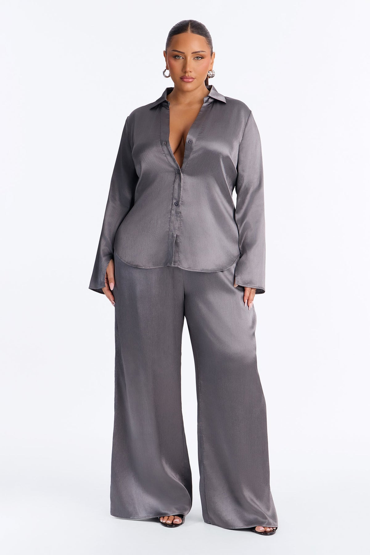 Conjunto Feminino Cetim Cinza – Doce Malícia