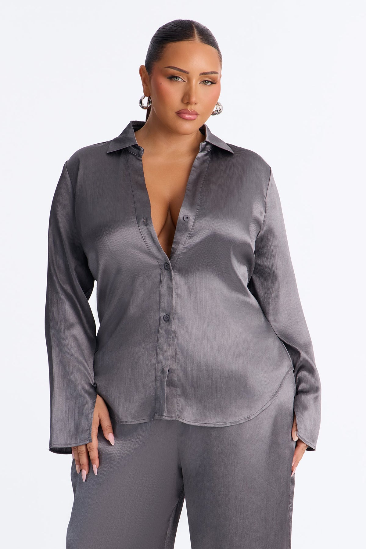 Conjunto Feminino Cetim Cinza – Doce Malícia