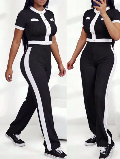 Conjunto Feminino Cintura Alta Manga Curta Preto – Doce Malícia