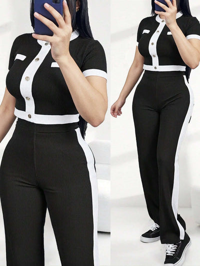 Conjunto Feminino Cintura Alta Manga Curta Preto – Doce Malícia