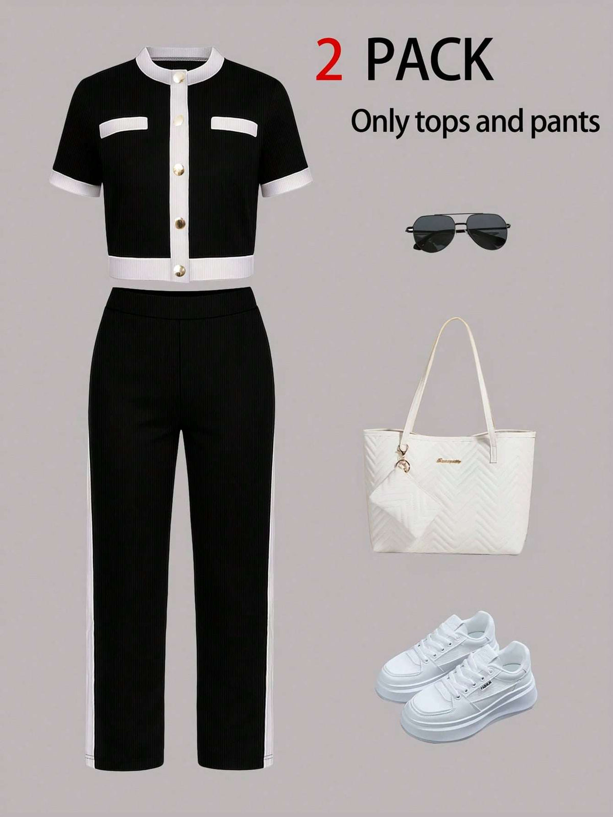 Conjunto Feminino Cintura Alta Manga Curta Preto – Doce Malícia