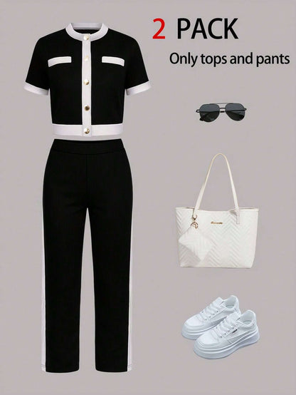 Conjunto Feminino Cintura Alta Manga Curta Preto – Doce Malícia