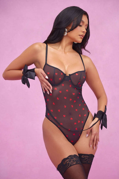 Conjunto Feminino Estampado Alcinha Tule Preto – Doce Malícia