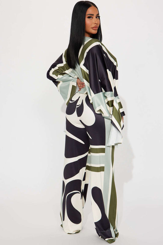 Conjunto Feminino Estampado Pantalona Decote V – Doce Malícia