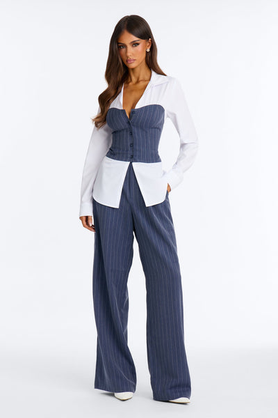 Conjunto Feminino Listrado Azul – Doce Malícia