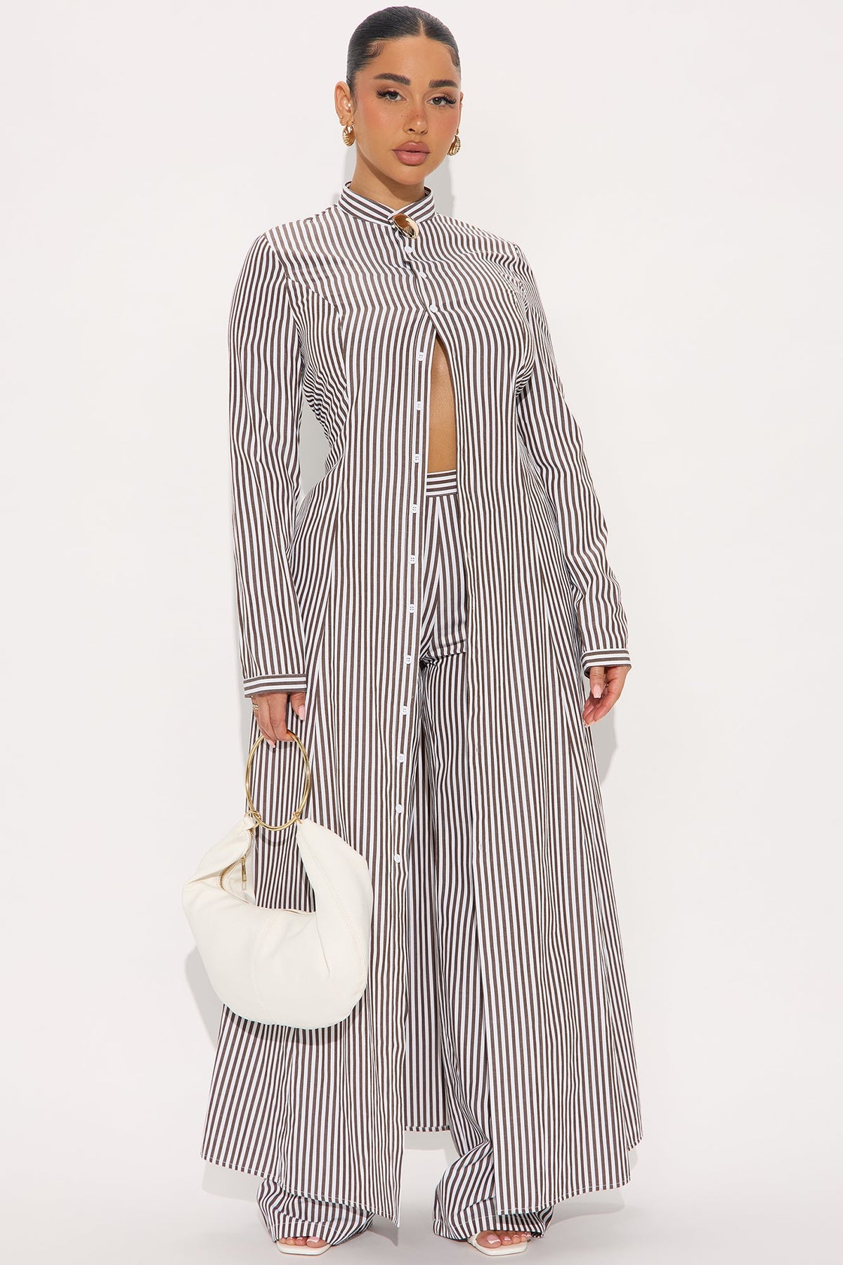 Conjunto Feminino Listrado Marrom – Doce Malícia