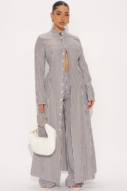 Conjunto Feminino Listrado Marrom – Doce Malícia