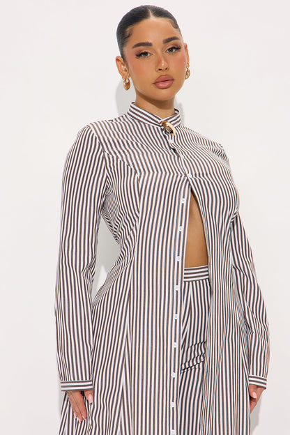 Conjunto Feminino Listrado Marrom – Doce Malícia