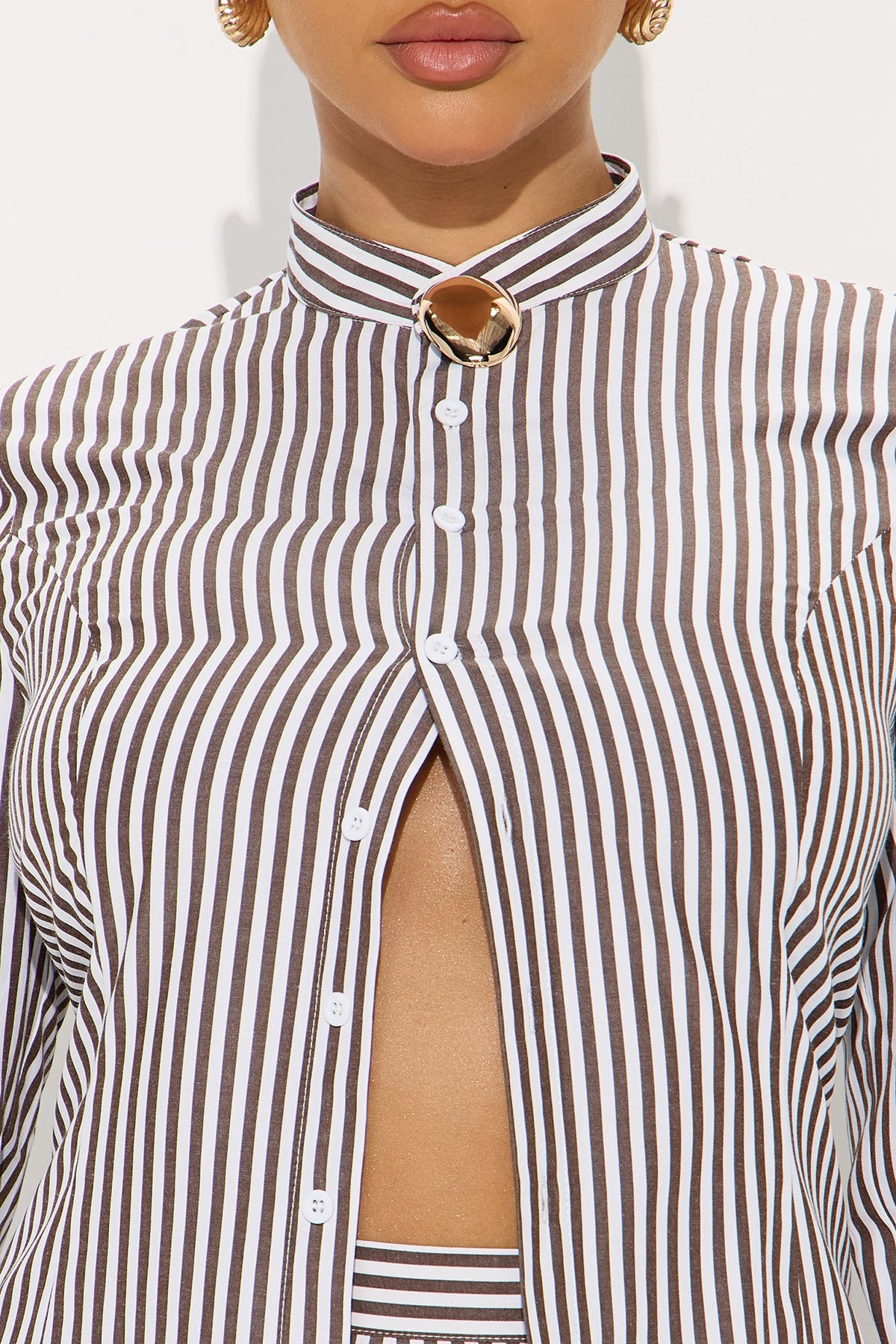 Conjunto Feminino Listrado Marrom – Doce Malícia