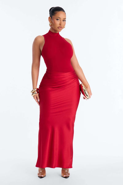 Conjunto Feminino Longo Cetim Vermelho – Doce Malícia