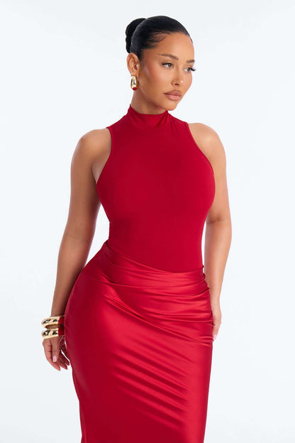 Conjunto Feminino Longo Cetim Vermelho – Doce Malícia