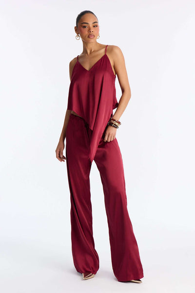 Conjunto Feminino Pantalona Cetim Vermelho – Doce Malícia