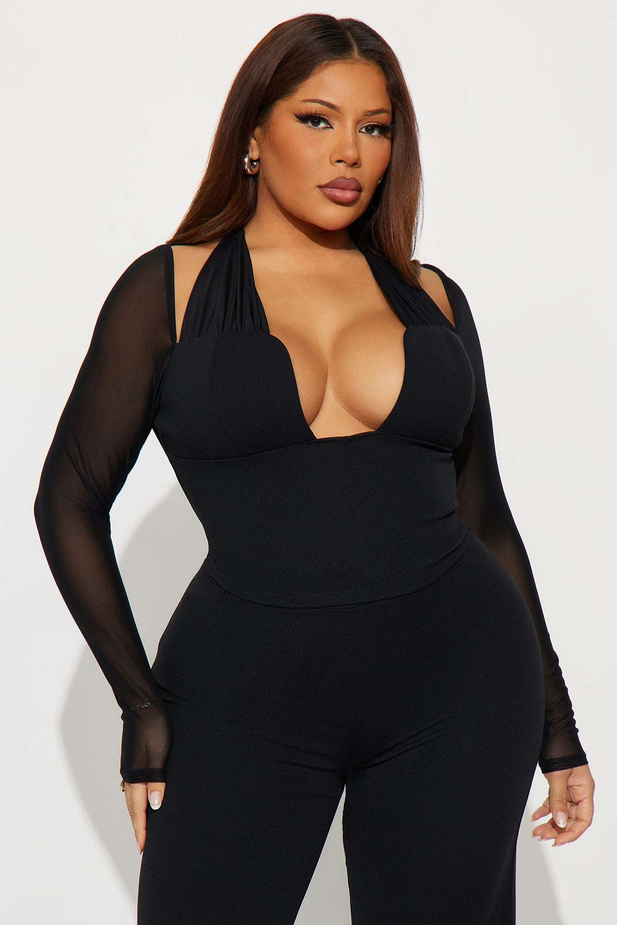 Conjunto Feminino Pantalona Frente Única Preto – Doce Malícia
