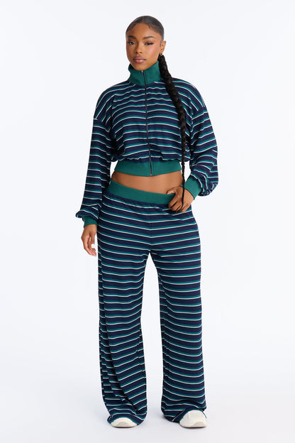 Conjunto Feminino Pantalona Listrado Azul – Doce Malícia