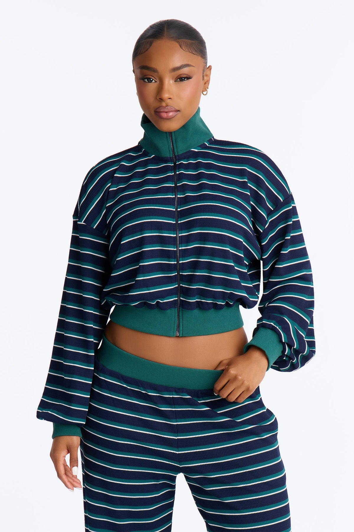 Conjunto Feminino Pantalona Listrado Azul – Doce Malícia