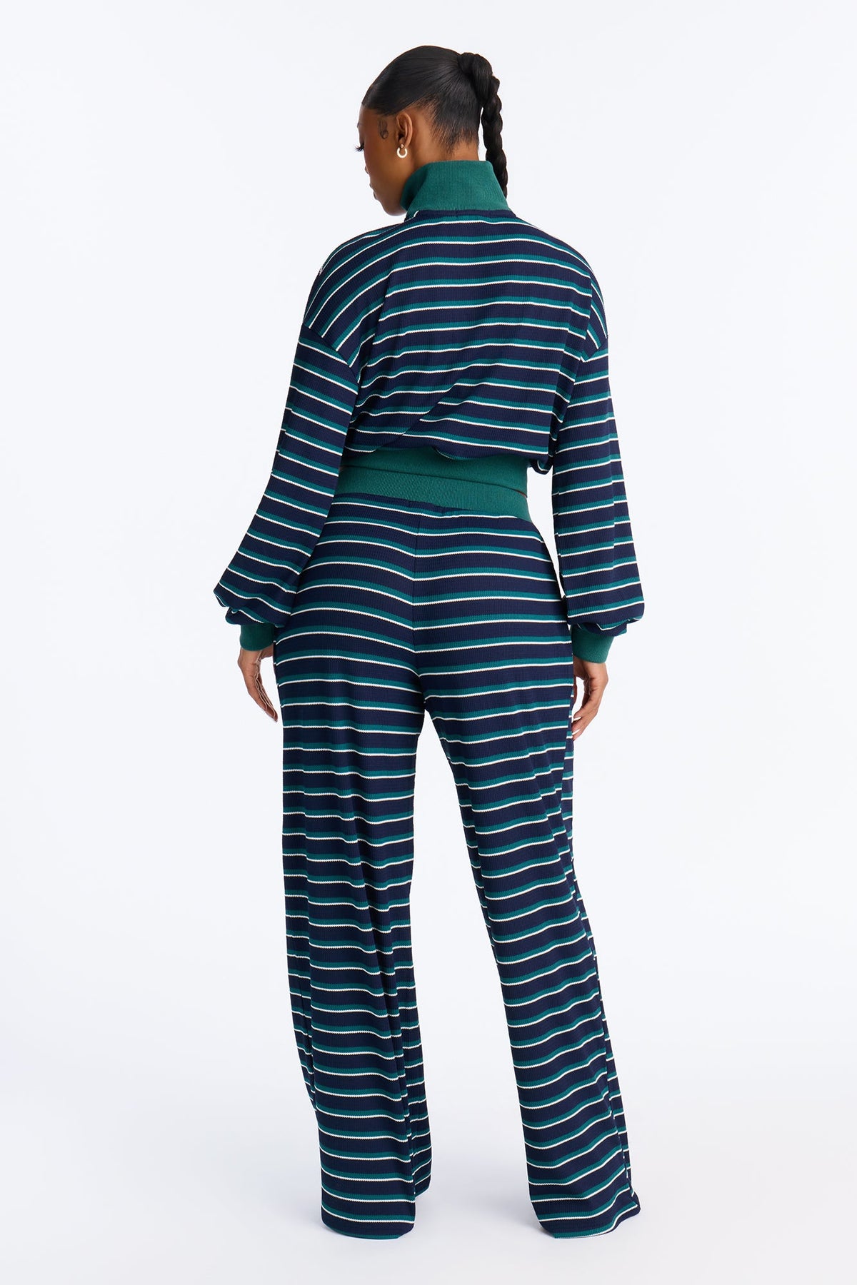 Conjunto Feminino Pantalona Listrado Azul – Doce Malícia