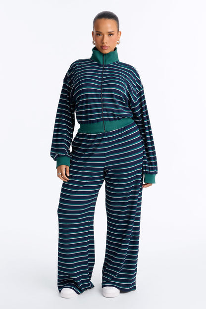 Conjunto Feminino Pantalona Listrado Azul – Doce Malícia