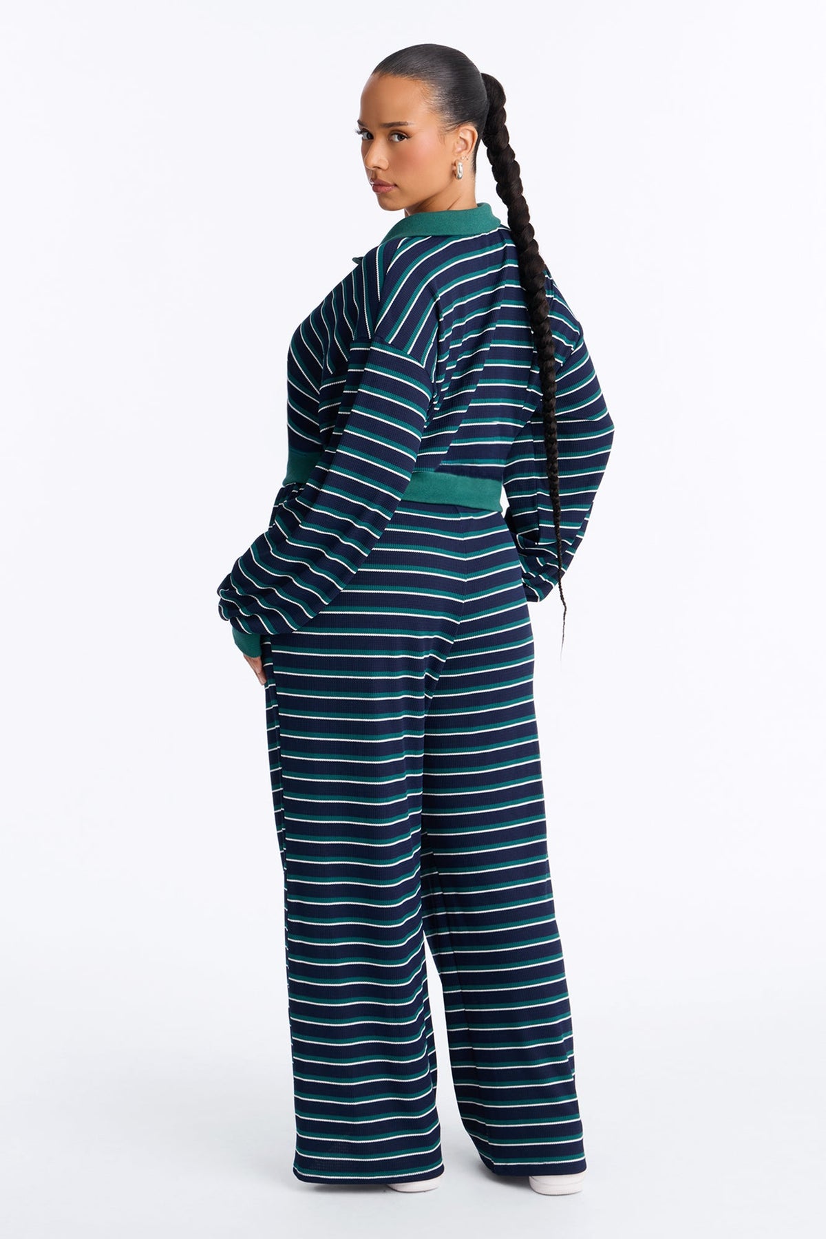 Conjunto Feminino Pantalona Listrado Azul – Doce Malícia