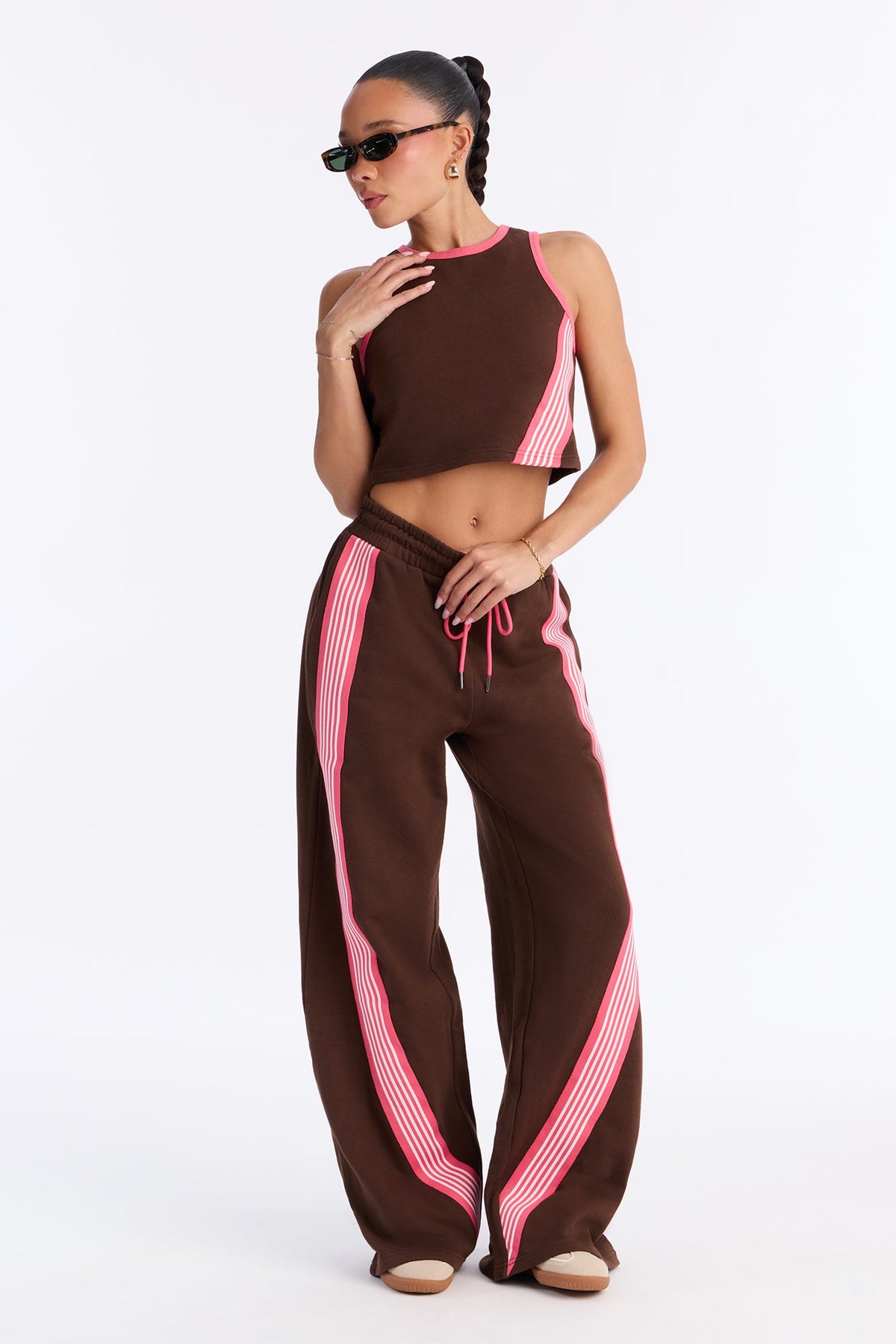 Conjunto Feminino Pantalona Listrado Marrom – Doce Malícia