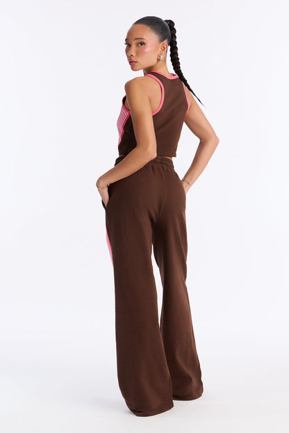 Conjunto Feminino Pantalona Listrado Marrom – Doce Malícia