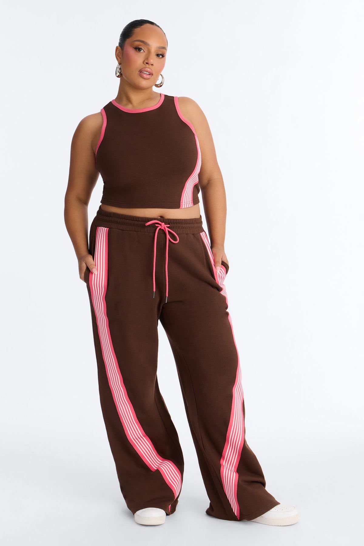 Conjunto Feminino Pantalona Listrado Marrom – Doce Malícia