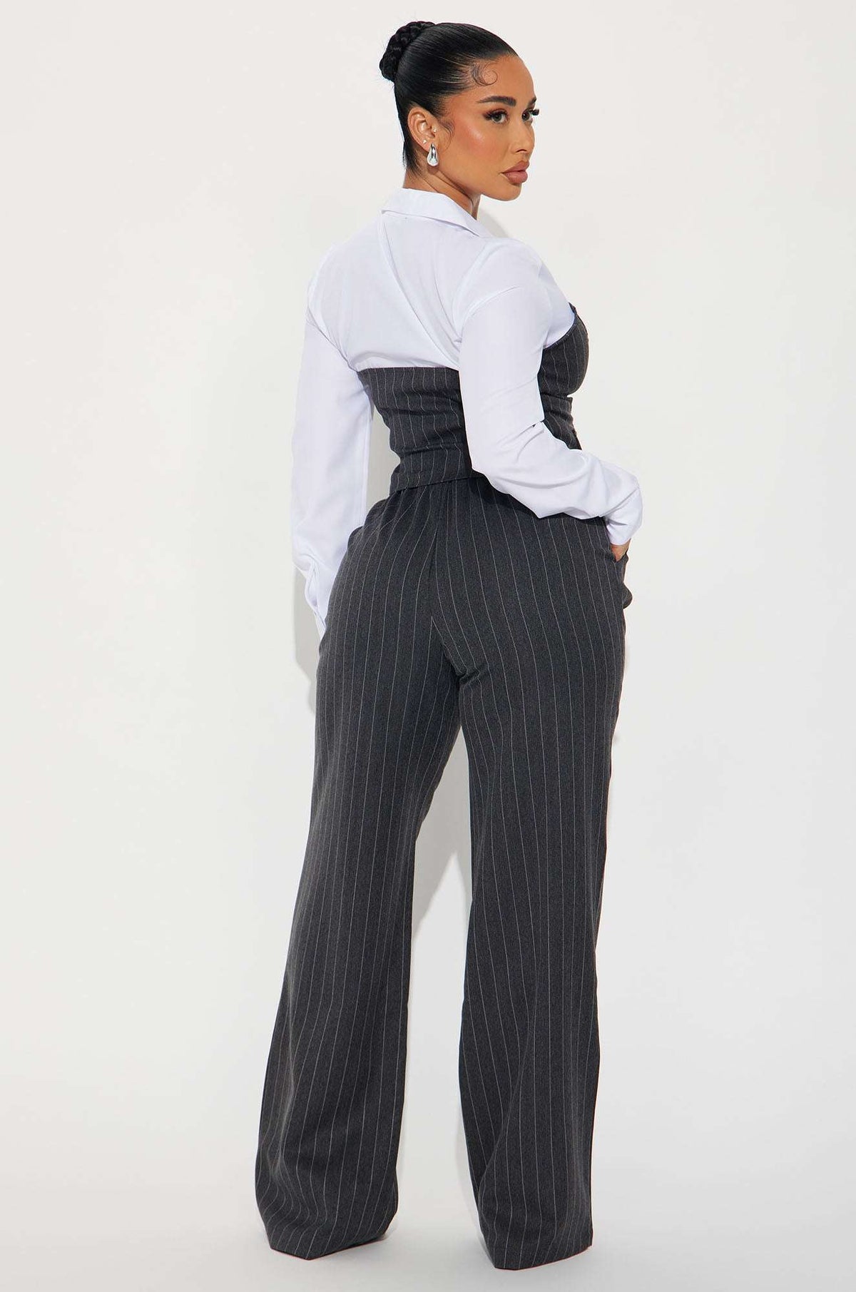 Conjunto Feminino Pantalona Listrado Preto – Doce Malícia