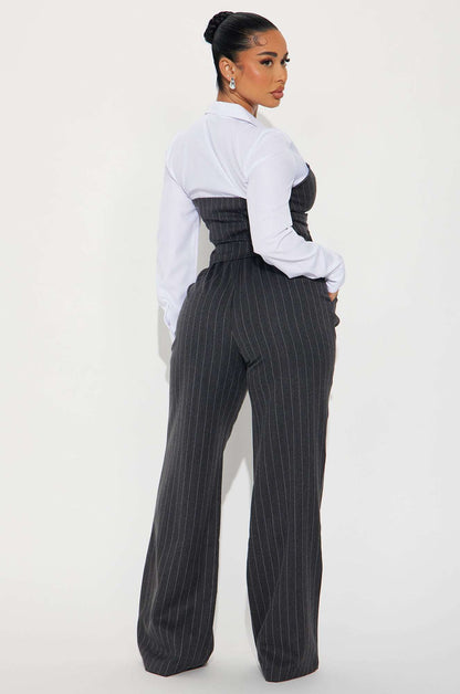 Conjunto Feminino Pantalona Listrado Preto – Doce Malícia