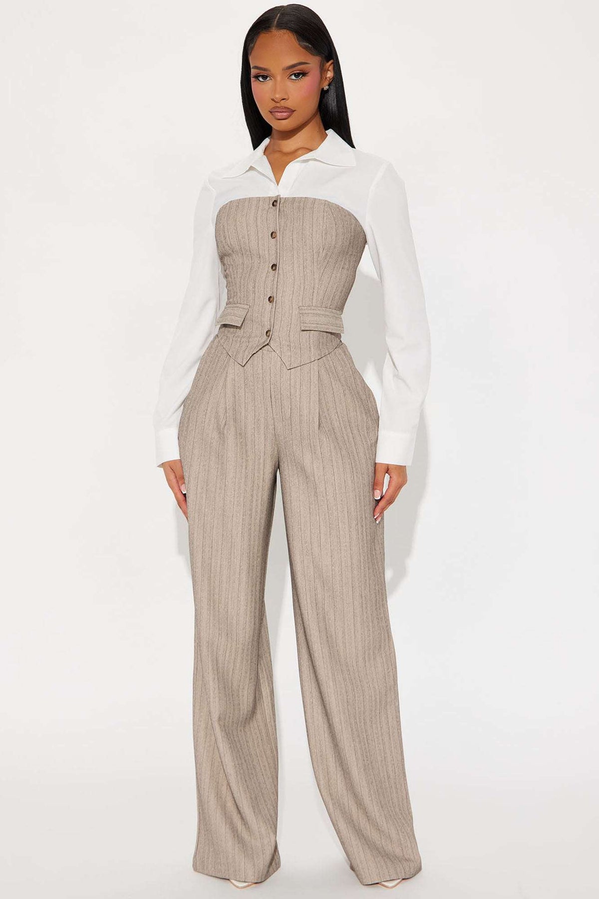 Conjunto Feminino Pantalona Listrado Preto – Doce Malícia