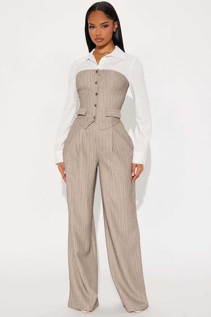 Conjunto Feminino Pantalona Listrado Preto – Doce Malícia