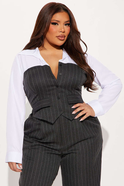 Conjunto Feminino Pantalona Listrado Preto – Doce Malícia