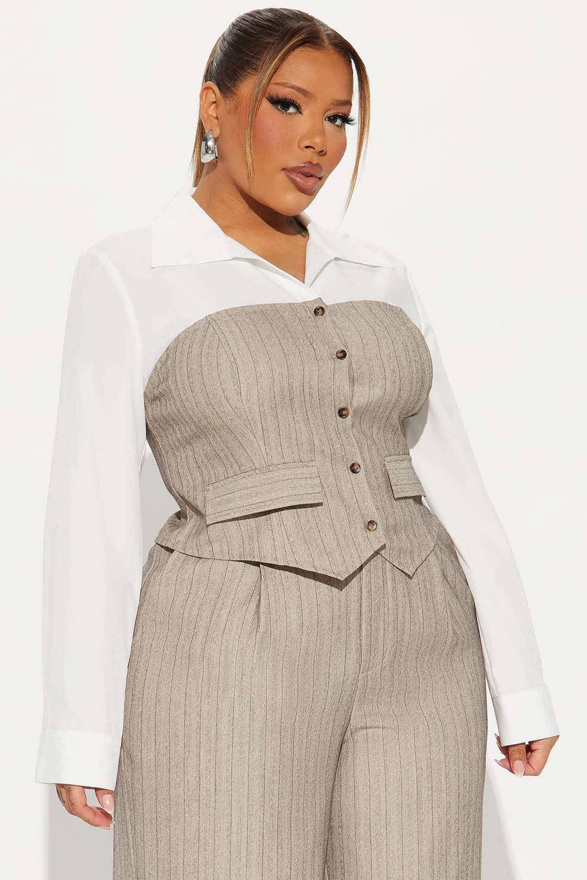 Conjunto Feminino Pantalona Listrado Preto – Doce Malícia