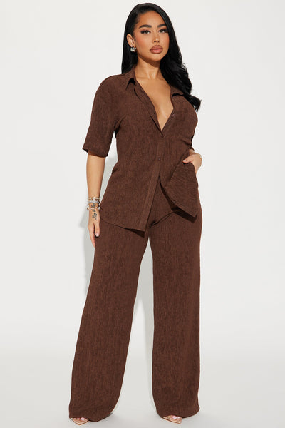 Conjunto Feminino Pantalona Marrom – Doce Malícia