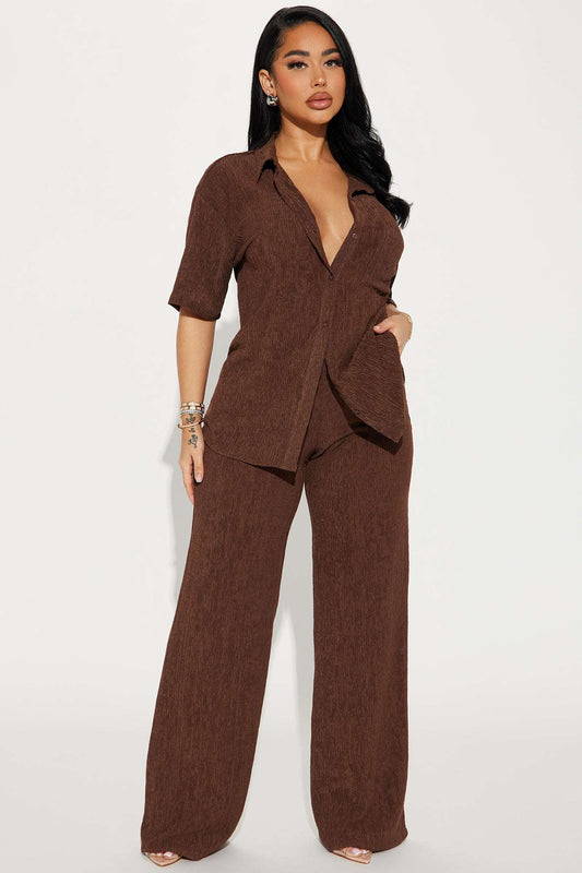 Conjunto Feminino Pantalona Marrom – Doce Malícia