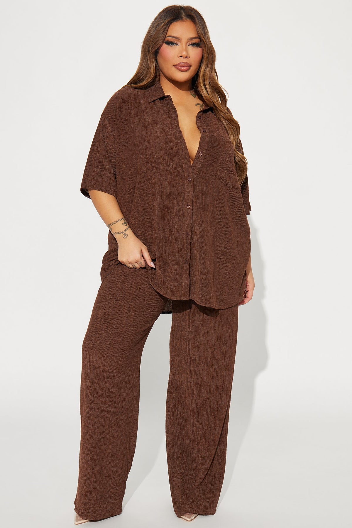 Conjunto Feminino Pantalona Marrom – Doce Malícia