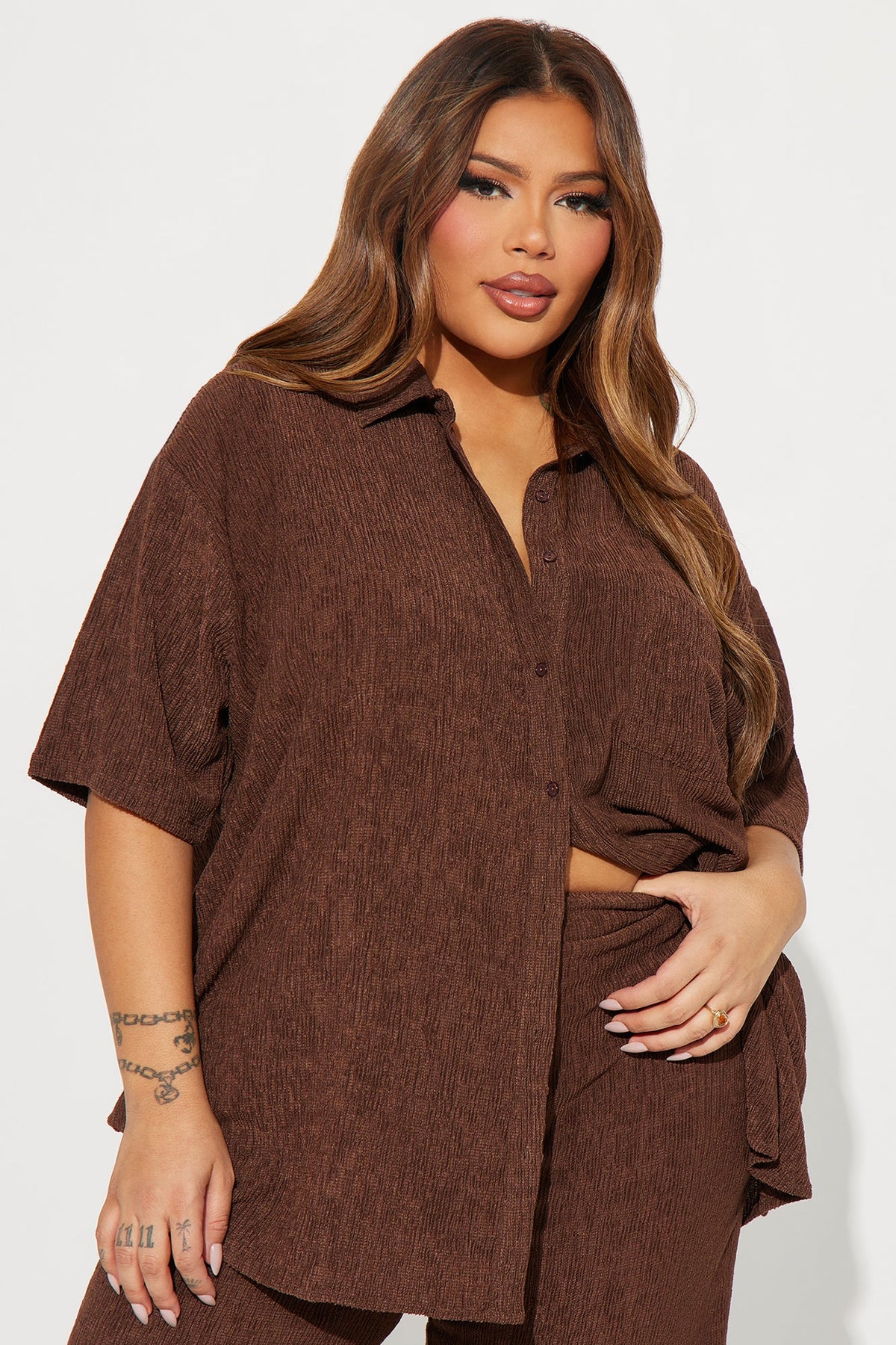 Conjunto Feminino Pantalona Marrom – Doce Malícia