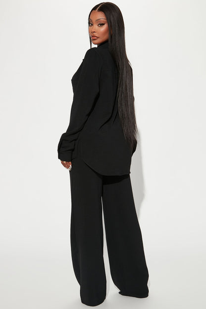 Conjunto Feminino Pantalona Soltinho Preto – Doce Malícia