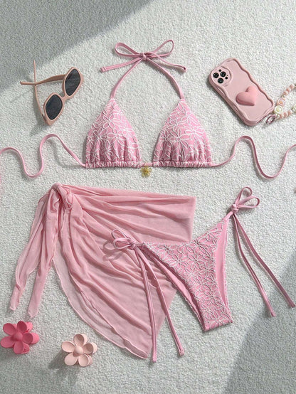 Biquíni 3 Peças Floral com Saída de Praia – Doce Malícia