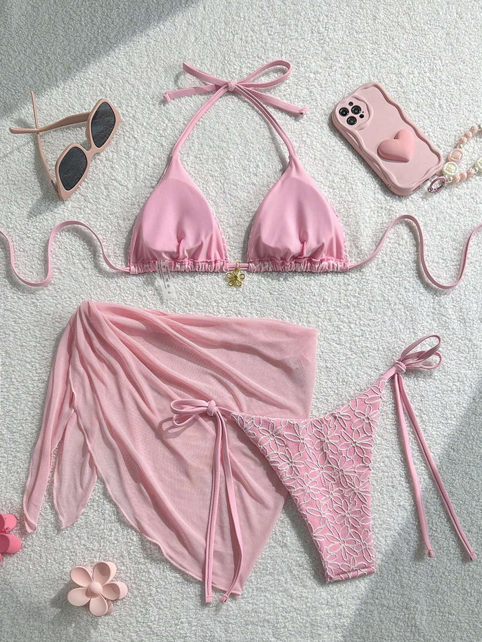 Biquíni 3 Peças Floral com Saída de Praia – Doce Malícia — Doce Malícia