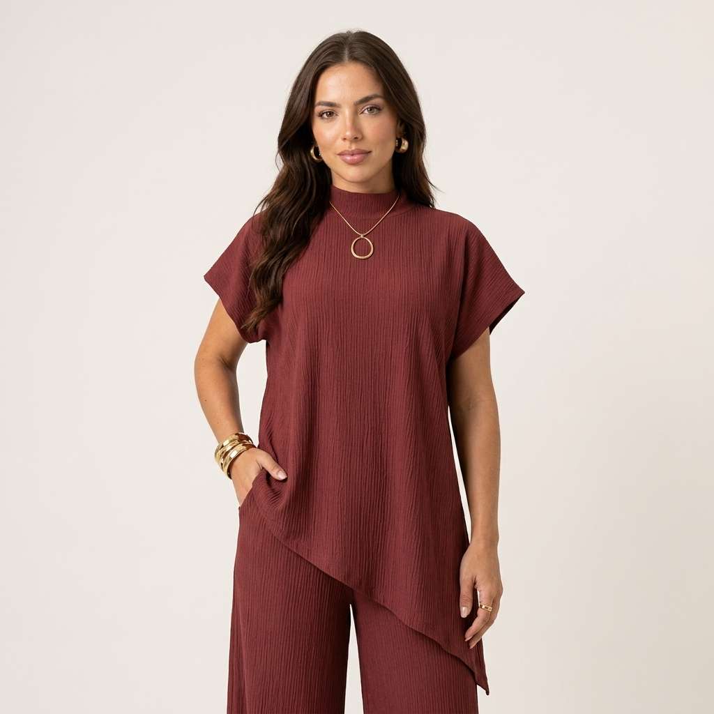 Conjunto Feminino Preto Manga Curta – Doce Malícia - Marsala