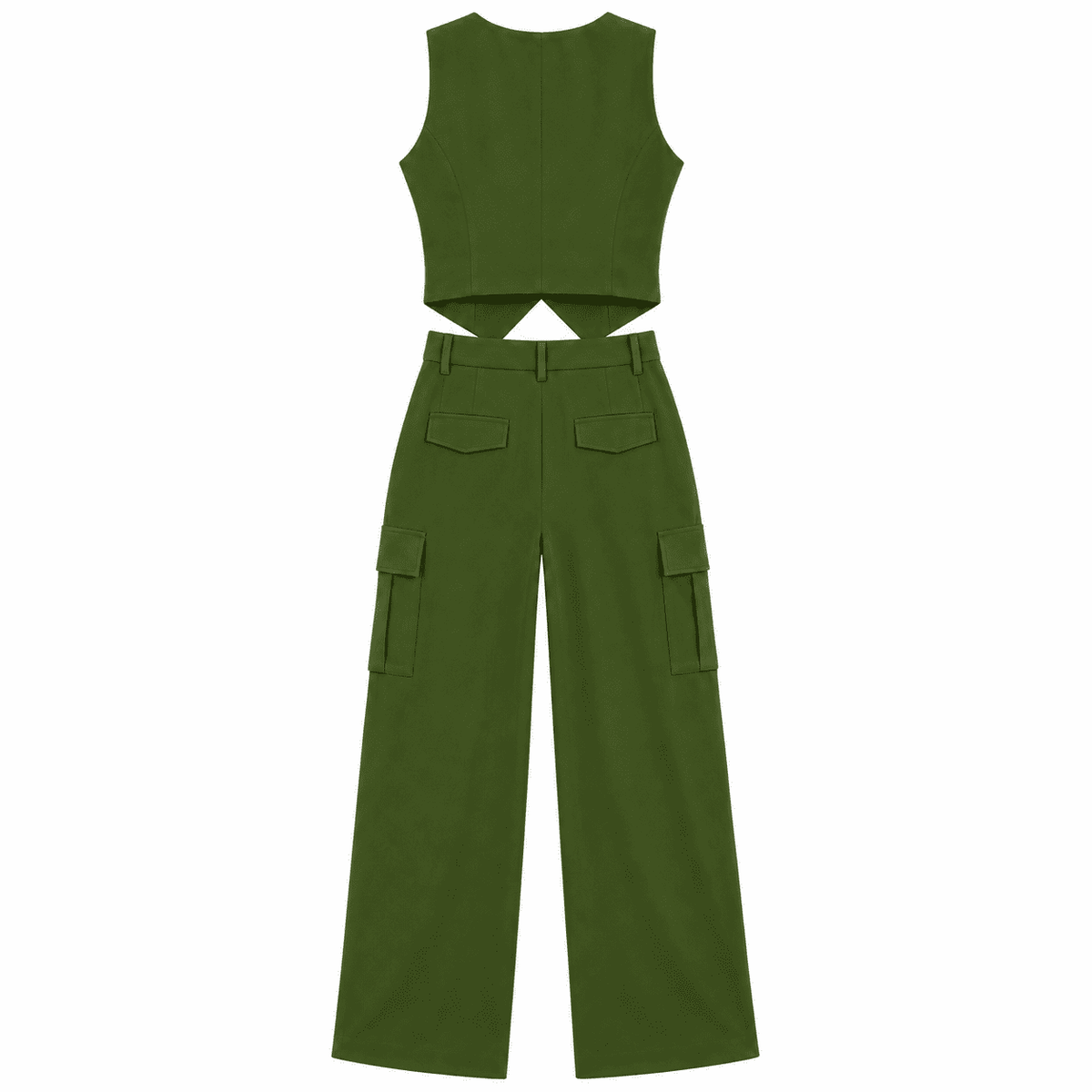 Conjunto Kaley Colete e Calça Cargo Alfaiataria - Verde