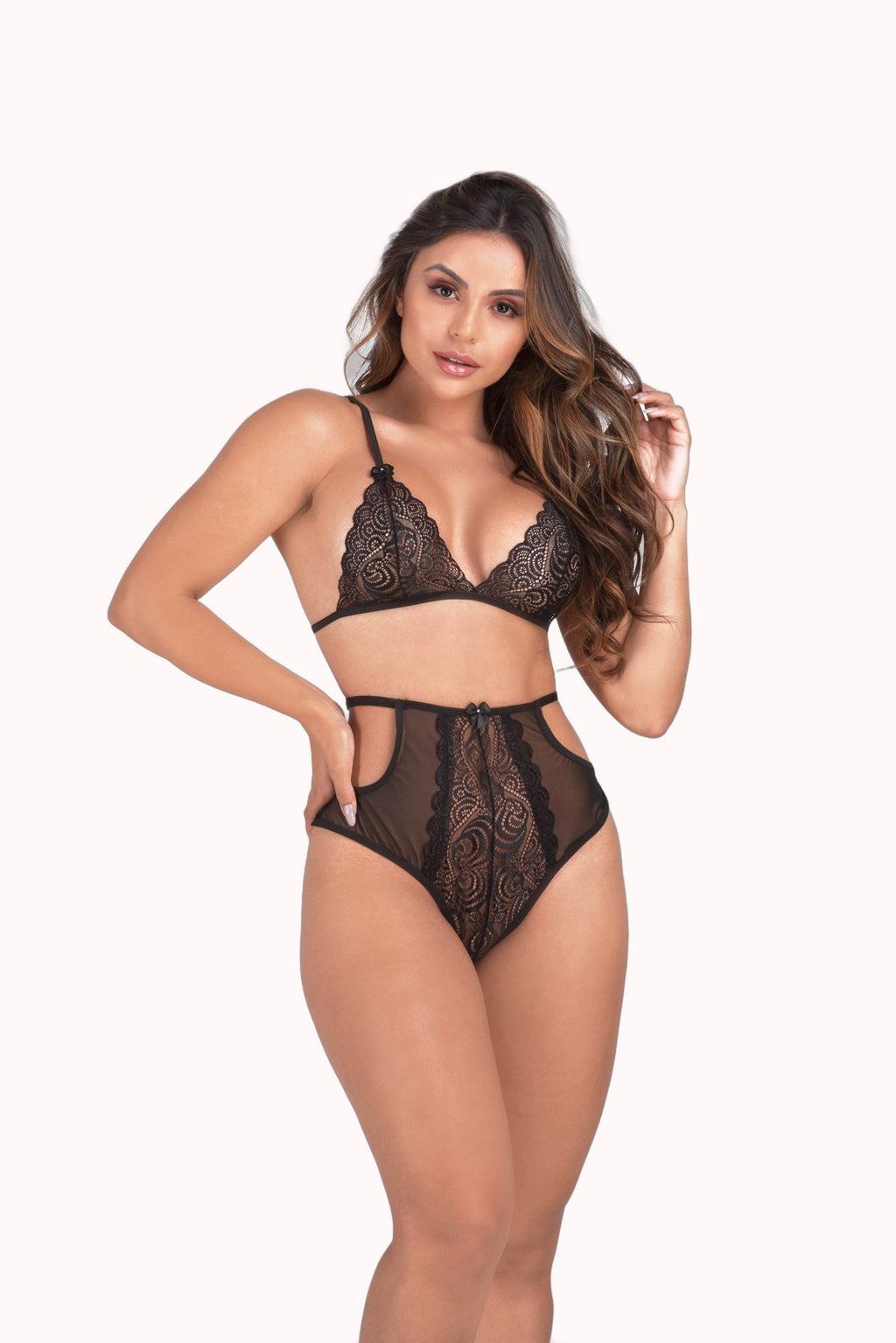 Conjunto cintura alta com renda sensual – Doce Malícia