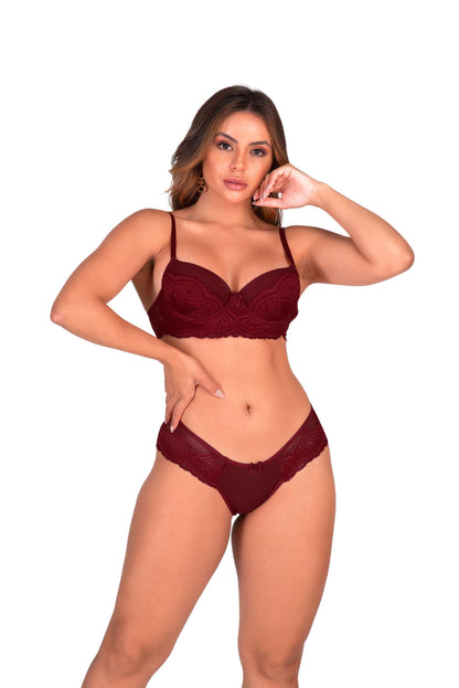 Conjunto reforçado com calcinha sensual em cores sortidas – Doce Malícia