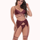 Conjunto sexy com cinta liga e perneira – Doce Malícia