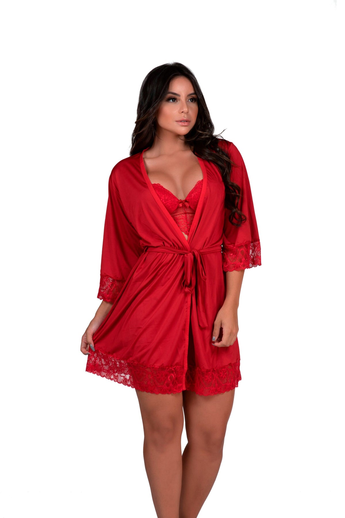 Conjunto sexy com Robe Feminino – Doce Malícia