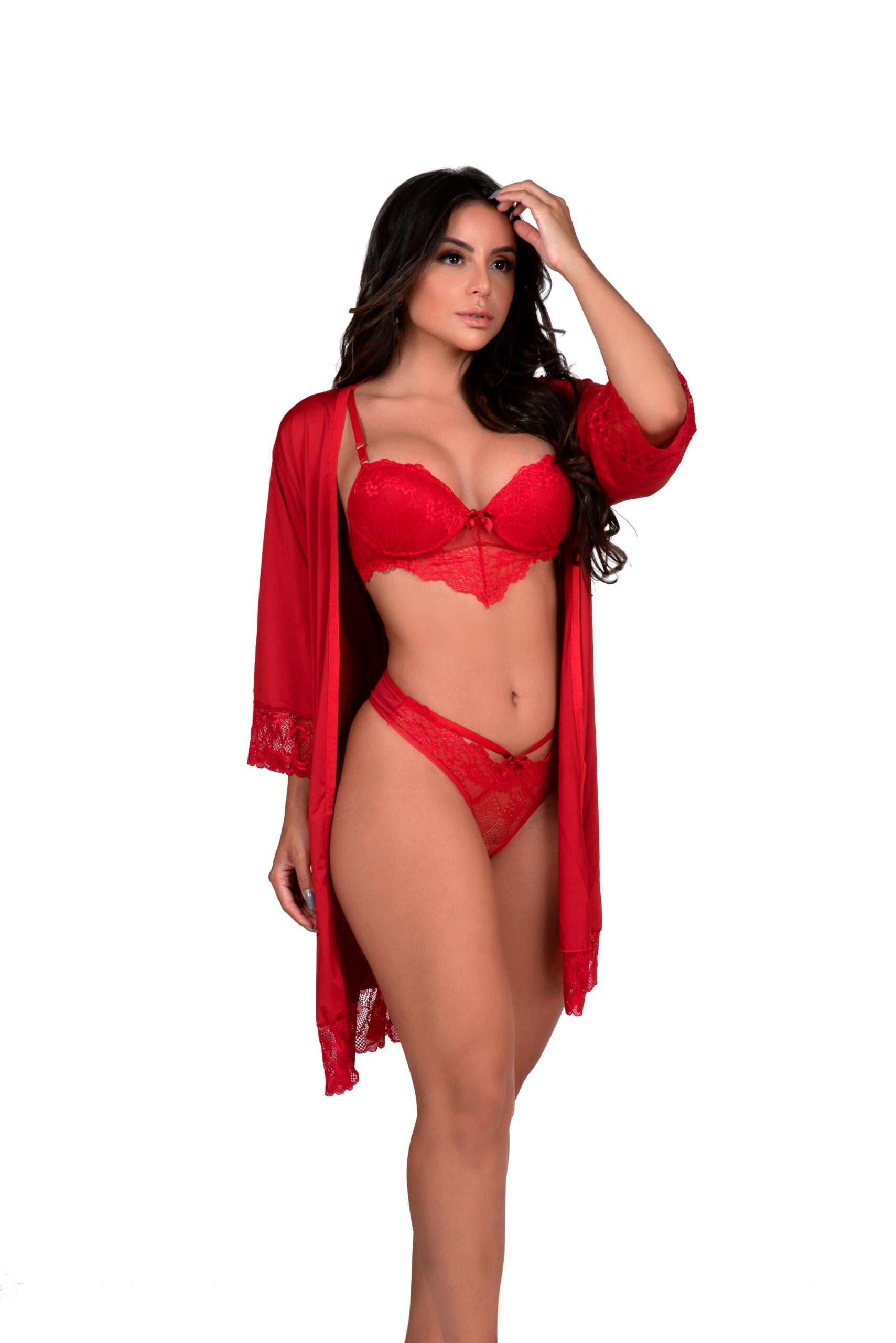 Conjunto sexy com Robe Feminino – Doce Malícia